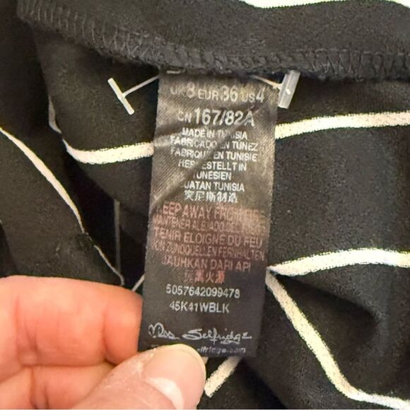 Miss Selfridge Black & White Pinstriped Button Skirt Size 4 - Picture 7 of 8